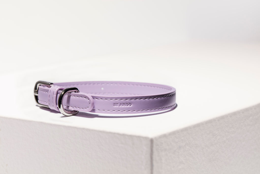 ST ARGO vegan leather lilac purple luxury dog collar