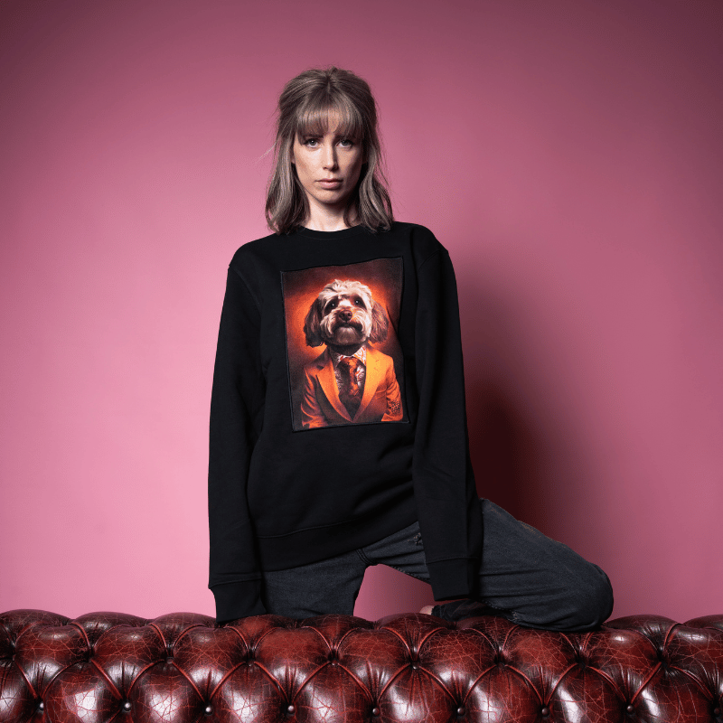 Stylish Woman Wearing Dog Graphic Sweatshirts