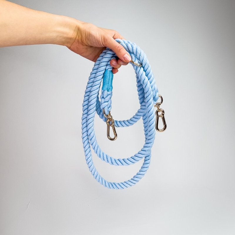 Blue Cotton Rope Leash Multiple Way - Le Wag