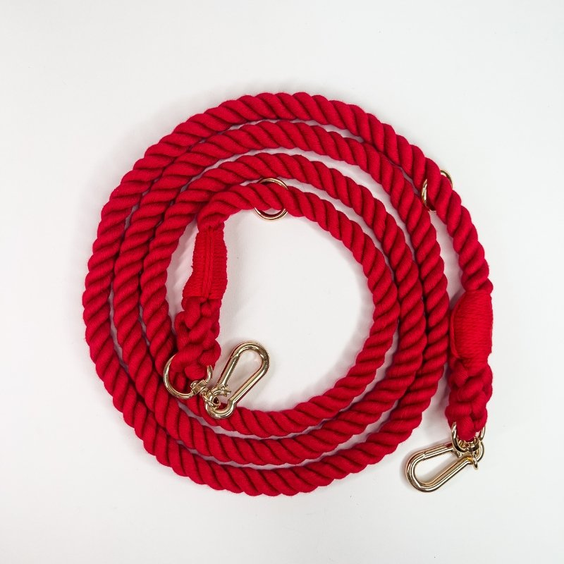 Red Cotton Rope Leash Multiple Way - Le Wag