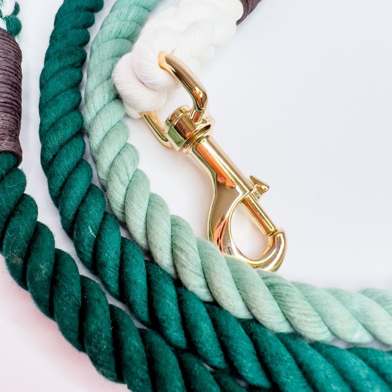 Shades of Green Cotton Rope Leash Multiple Way - Le Wag